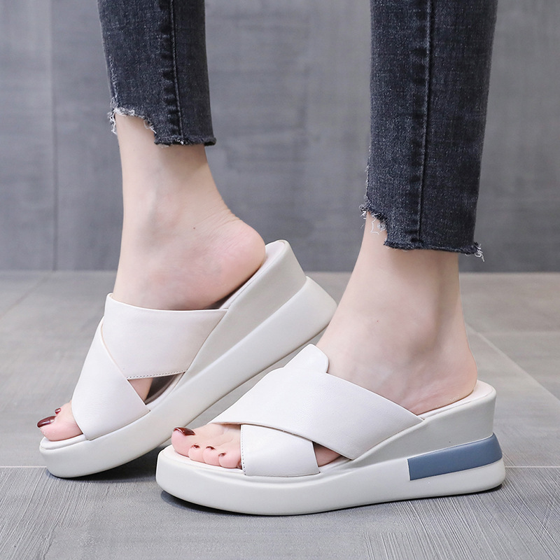 Zapatos de mujer con puntera abierta para sandalias de cuña al aire lib…