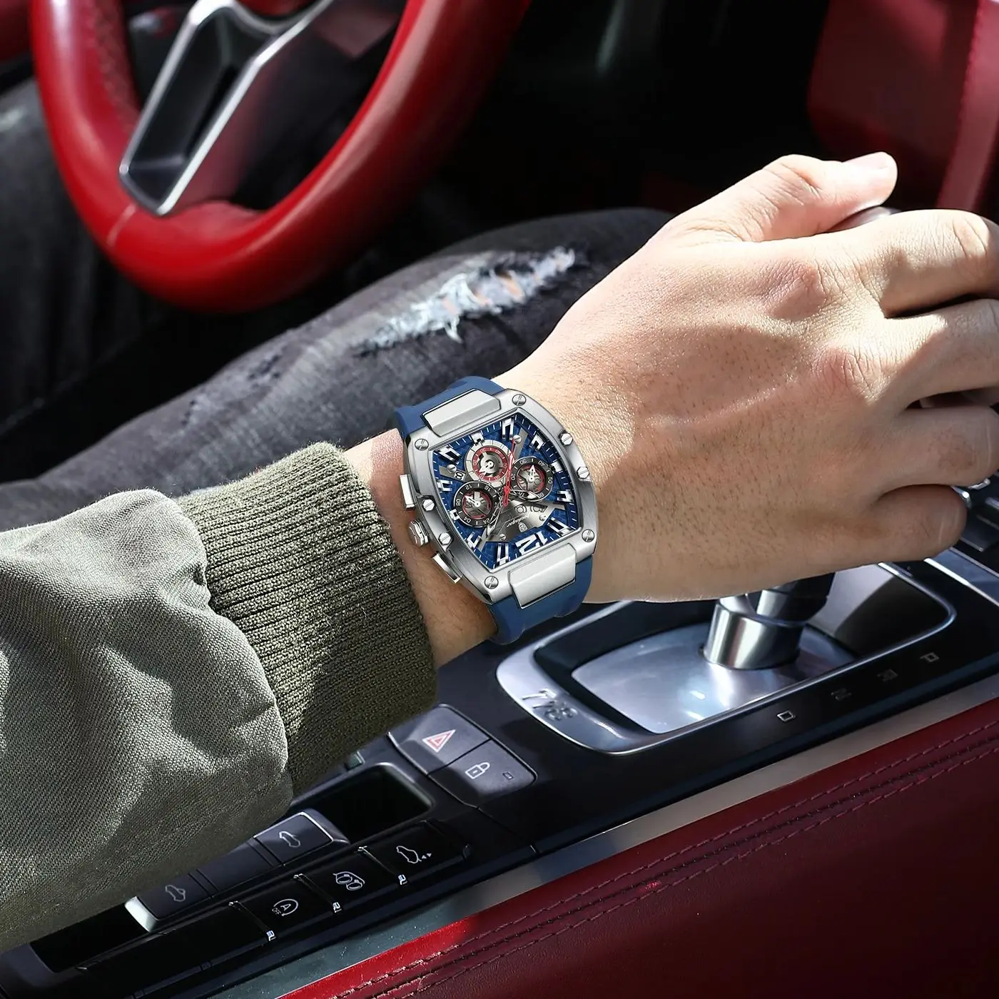 POEDAGAR Luxury Man Quartz Watch Sports Military Watch For Men Waterproof Luminous Date Chronograph Silicone Strap Men's Watches - Image 5