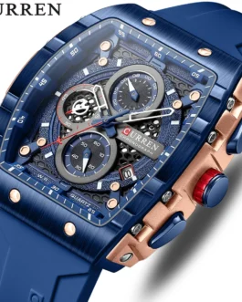 CURREN Fashion men watch brand unique square design luxury quartz sports tape watches men waterproof
